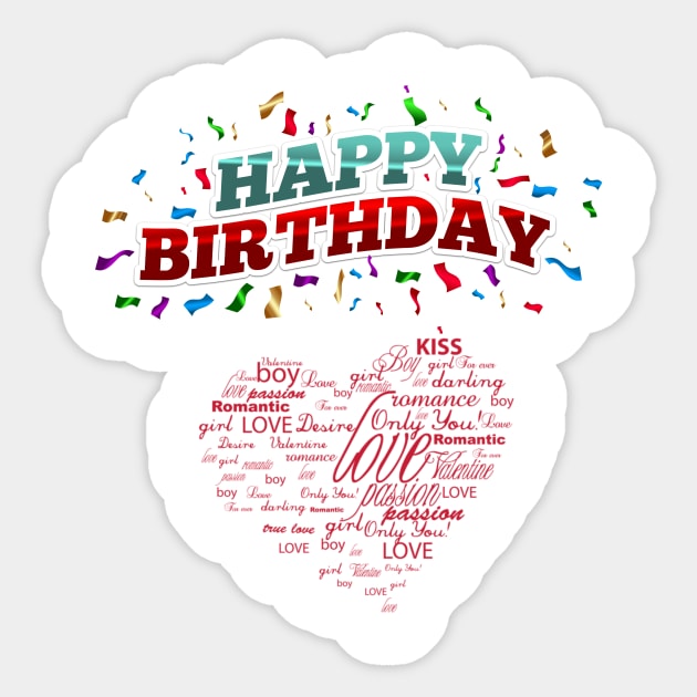 T-shirt Happy birthday heart Sticker by Younis design 